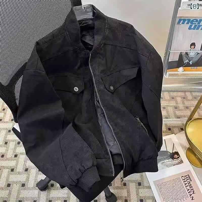 メンズ ジャケット コットンコルドロイ 棒球領 外套 男 ヴィンテージ 加工 レジャ...