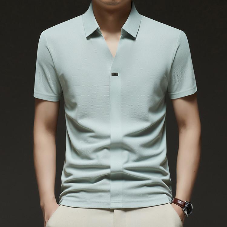 Rakuten - メンズ POLOシャツ 短袖 半袖 トップス 男性用 中高年 ビジネス 紳士 春夏 夏季 薄手 ゆったり ワイド シルエット 無地 ソリッド プリント 染め 化繊 混紡 ポリエステル コットン 混紡 日常 普段使い 白色 黒 グレー 紫 ライトグリーン