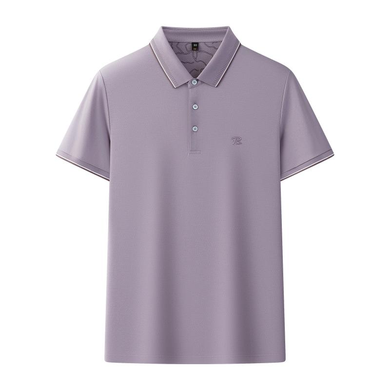 Shirts - メンズ POLOシャツ 短袖 春夏 男性用 珠地 翻領 純色 ビジネス 透気 軽熟 休闲 合体型 長絨綿 日常 杏 浅藍 緑 粉 紫 ウラン 白 吸湿排汗 色牢度高 免烫