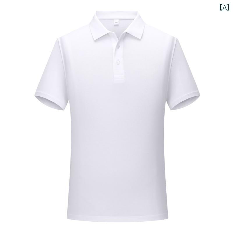 Poloシャツ メンズ 短袖 桑蚕丝 綿 ポリエステル 混合 ビジネス 通勤 仕事服 刺繍 ...