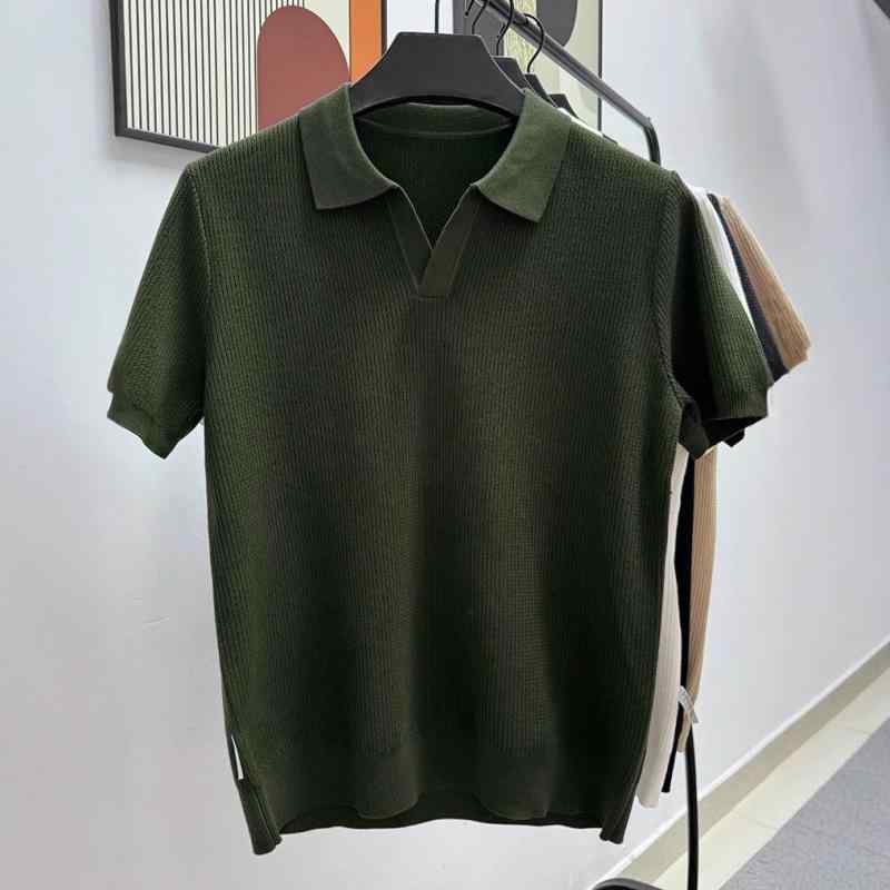 SINACOVA GOLF - メンズ ポロシャツ 短袖 夏用 薄手 ニット フラップカラ トップス 高級感 ゆったりシルエット ピンストライプ 透気性 接触冷感 ポロシャツ 上衣 ポリエステル 切り替え スプラッシュプリント ラグジュアリー 日常着 ビジネスカジュアル 35歳以上 白
