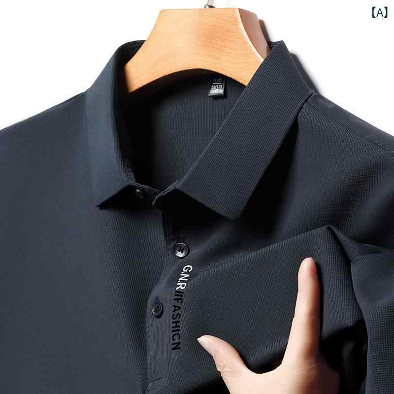 Shirts - ポロシャツ メンズ 短袖 夏 接触冷感 吸湿速乾 透気性 ビジネス レジャー ゆったり ポリエステル 紡績 黒 赤 緑 耐久 伸縮 洗濯簡単 色落ちにくい