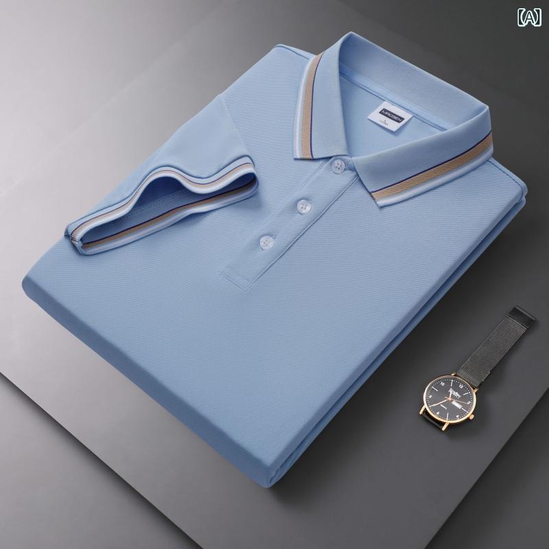 SINACOVA GOLF - ポロシャツ 短袖 メンズ レディース 無地 螺紋 襟 軽熟 休闲 合体型 透気 吸湿排汗 耐磨 防撕裂 色牢度高 ポリエステル 化纤混紡 白色 黒 深灰 夏季 通勤 普段使い アウトドア ファッション 都市スタイル 24-35歳向け 基礎款 洗濯機可 軽