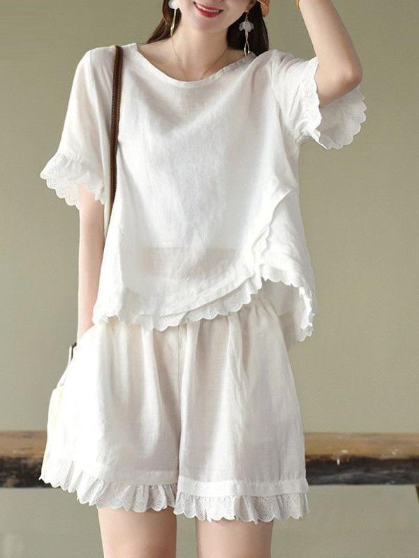 レディース トップス ショートパンツ セット 夏 春夏 コットン 有機綿 スパンデッ...