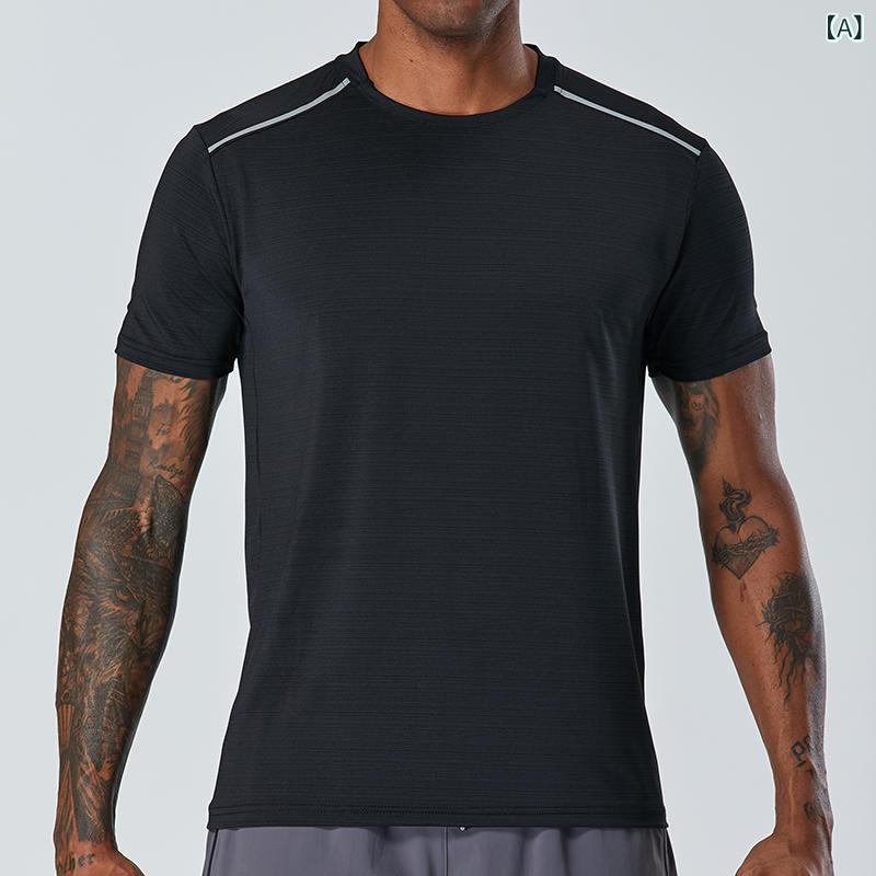 Untitled Sport - Tシャツ メンズ 短袖 夏用 春夏 速乾 透気 軽量 運動 フィットネス ランニング ジョギング 黒 緑 グレー 丸首 涤纶 ポリエステル 綿混 ストレッチ カジュアル アクティブ ラフ ゆったり フィット トップス スポーツウェア 日常使い 屋外 イン