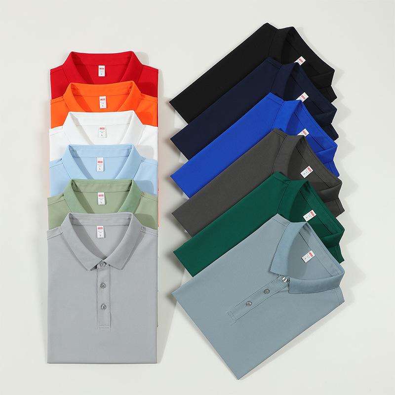 Shirts - メンズ POLOシャツ 短袖 夏季 接触冷感 吸湿速乾 透気 ポリエステル ポリエステル繊維 白 黒 青 日常 活動 仕事 カジュアル 基本 シンプル 無地 刺繍 普通厚 ゆったり シルエット ファッション 都市 スタイル 24-35歳