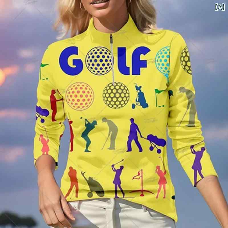 レディース ポロシャツ ゴルフ 春夏 秋冬 速乾 透気 長袖 Tシャツ 球衣 メンズ トップス 再生繊維 スパンデックス 健康布 薄款 厚款 伸縮性 通勤 普段使い アウトドア 軽量 機能性