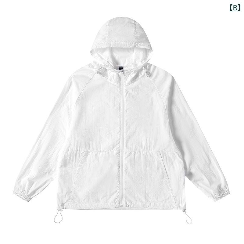 防晒服 メンズ レディース 連帽 軽量 接触冷感 速乾 透気 防水 紫外線カット 超軽量 ジャージ ナイロン 素材 ユニセックス 男女兼用 夏 春 徒歩 キャンプ 登山 郊遊 サイクリング 深藍 白 灰 茶 色 純色 UPF40+ remake-buddy-10500630 リメイクバディー サンプル画像3