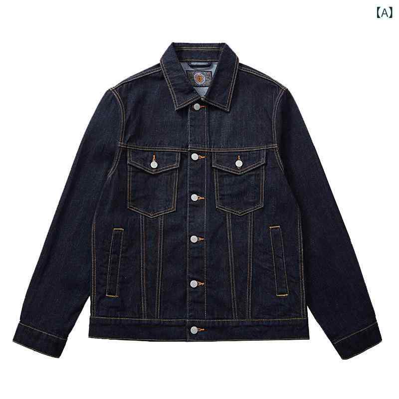 メンズ ジャケット デニム コットン 100% 耐摩耗 修身 スタンダード フラップカラ ...