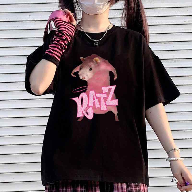 樂天商城 - レディース Tシャツ 短袖 丸首 ゆったりシルエット プリント柄 少女風 かわいい 甘め 涼しい 涤纶素材 快適 日常使い 春夏 トップス インナー 綿混風 柔らかい 軽量 ブラック ピンク グレー