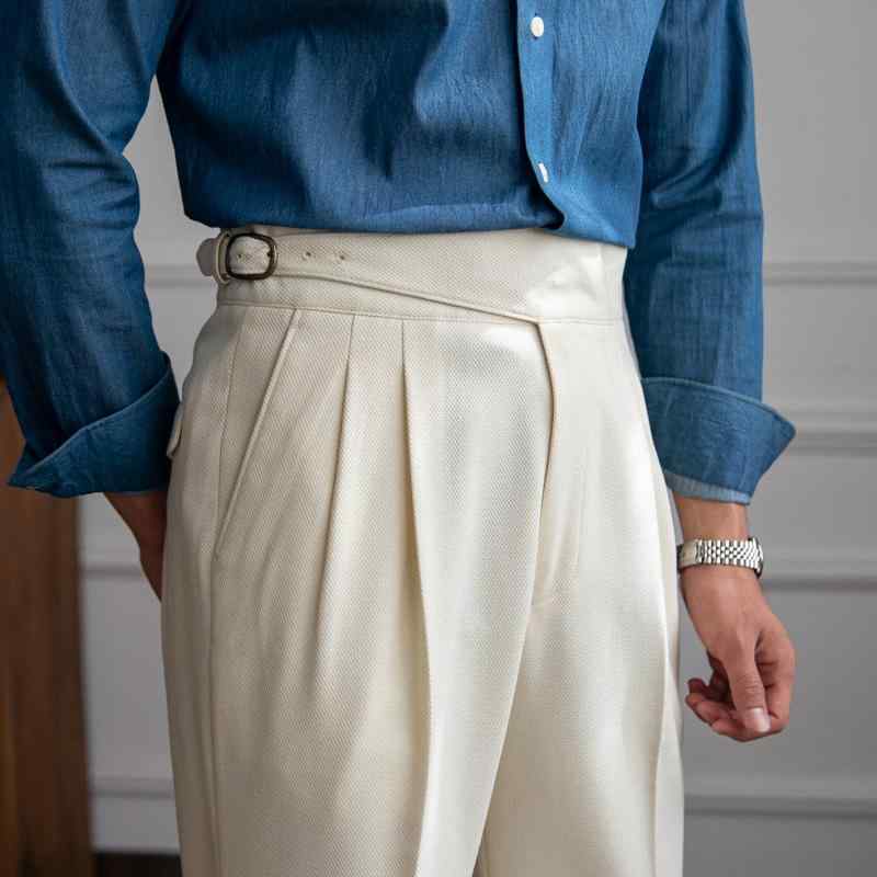 樂天商城 - メンズ 西装パンツ ストレートパンツ 長ズボン ミッドライズ ビジネス レジャー 通勤 普段使い クラシック ヴィンテージ風 ポリエステル 無地 黒 ベージュ ブラウン アイボリー 垂れ感 快適 軽量 ノーアイロン オールシーズン
