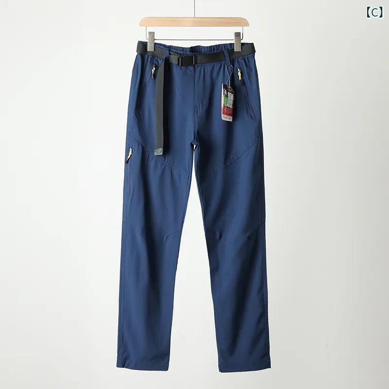 メンズ 長ズボン 工装 直筒 ミッドライズ ベルト付き ジップフライ 普通厚 ソリッドカラー 夏 化学繊維 ポリエステル ストレッチ 軽量 速乾 通気性 薄手 ソフトシェル 立体裁断 多ポケット ヒップサック ハイキング 登山 徒歩 キャンプ アウトドア remake-buddy-10514235 リメイクバディー サンプル画像2