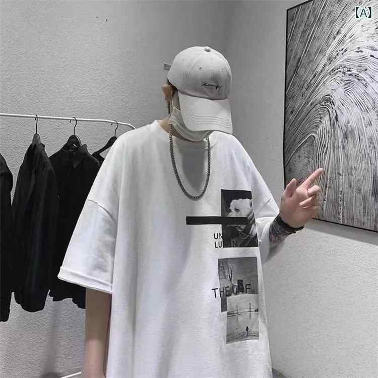 Other - Tシャツ メンズ 夏季 青少年 青春流行 丸首 半袖 ゆったり デザイン 速乾 ポリエステル 100% 薄手 日常 都市柄 白 黒 灰 カジュアル トップス シャツ コットン風 軽量 吸湿速乾 通勤 普段使い アウトドア ビッグシルエット インナー