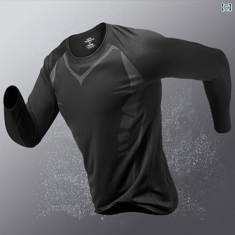 メンズ Tシャツ 長袖 トレーニング 接触冷感 夏 薄手 上衣 ランニング セット ジム...