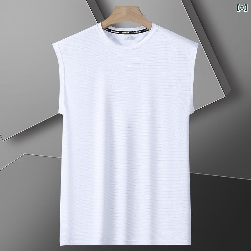 {"result": "メンズ 無袖 Tシャツ アイスシルク 接触冷感 薄手 薄型 薄め 軽量 伸縮性 ニット ナイロン 綿混 再生繊維 スポーツ 運動 ジム トレーニング ランニング フィットネス バスケ 野球 バスケットボール ボディビル ボディメイ