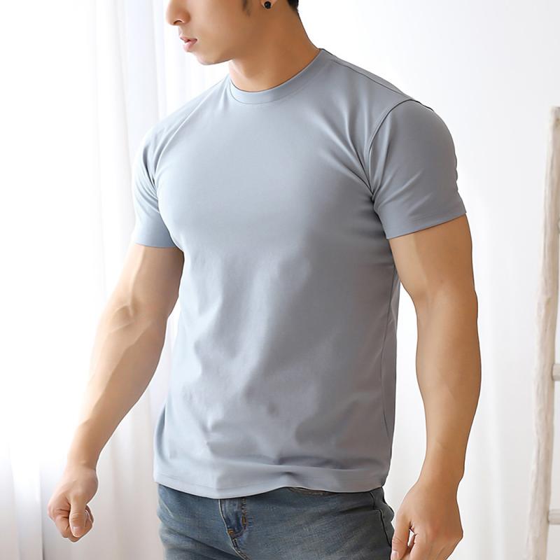 メンズ Tシャツ 短袖 速乾 弾力 修身 フィットネス 運動 ジム ランニング サイクリング 黒 白 グレー グリーン ピンク 化繊混紡 塩素繊維 ポリエステル スパンデックス 夏 秋冬 オールシーズン ラフ ランニング フィットネス サイクリング バス