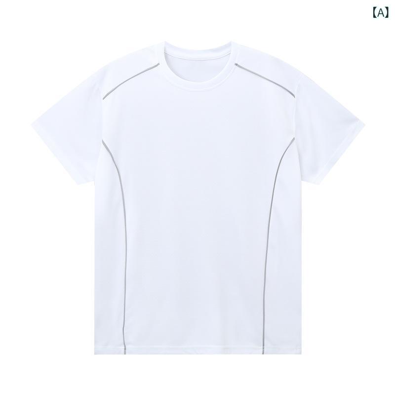 メンズ Tシャツ 短袖 速乾 運動 復古風 切り替え カラーブロック ランニング バスケ フィットネス トレーニング ルーズフィット プリント柄 化繊混紡 ポリエステル 100% 春夏秋 丸首 スポーツカジュアル 白色 黒 ネイビー ランニングウェア ト