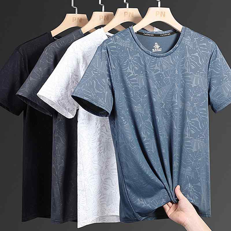 メンズ Tシャツ 接触冷感 速乾 短袖 丸首 ジオメトリック柄 薄手 高弾性 ポリエステル 白色 灰色 黒 夏 青年 男性用 トップス 運動 トレーニング 透気性 軽量 合体型 印花 数码 休闲 都市 24-35歳 セットアップ 裏起毛 ピアス イヤリン