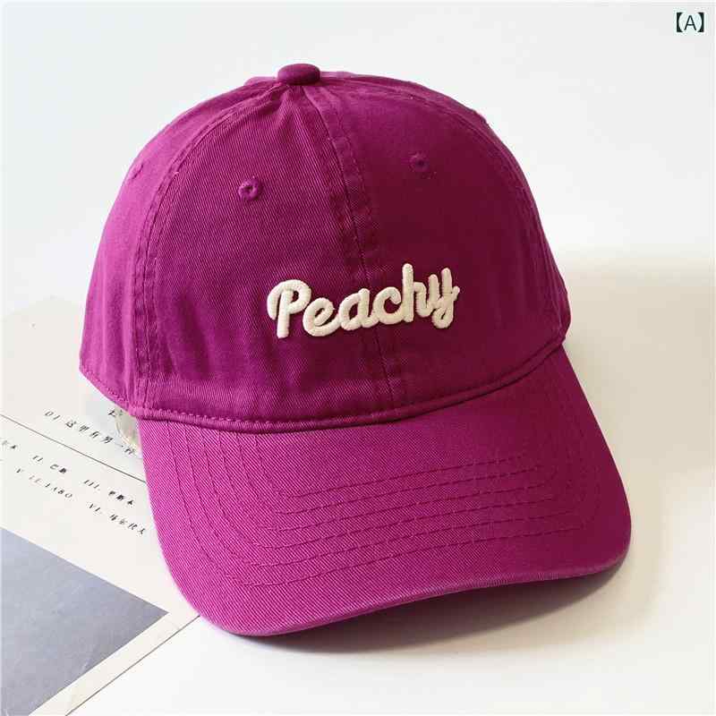 乐天商城 - 棒球帽 メンズ レディース 韓国風 ファッション 立体 ピーチ 刺繍 英文 刺繍 帽子 休闲 洗い加工 ソフト トップ キャップ 鴨舌帽 通勤 普段使い スポーツ 綿 素材 調整可能 黒 ベージュ グレー ピンク 防晒 遮陽 オールシーズン チック スタ