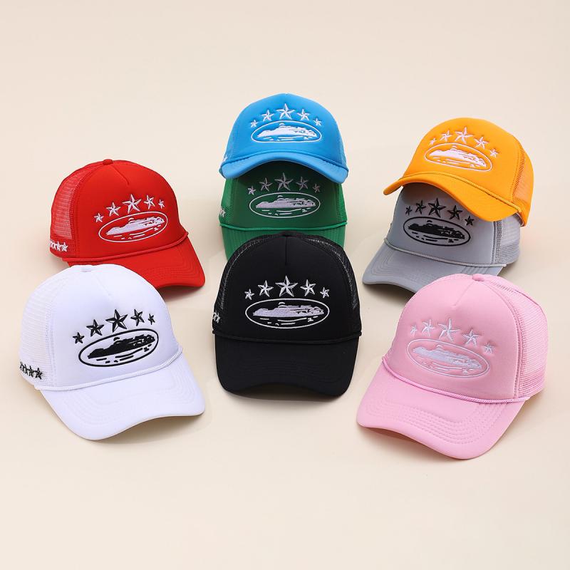 Cap - 棒球帽 メンズ レディース 夏 刺繍 遮陽 透気 防風 丸頂 曲檐 調整可能 ポリエステル 涼しい 清新 甘美 街頭 潮流 鴨舌帽 キャップ 黒 白 ピンク 赤 グレー 緑 水色 オレンジ 迷彩