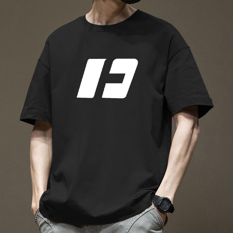 T-Shirts - メンズ Tシャツ 短袖 綿 素材 幅広 シルエット ルーズフィット 日常使い カジュアル スタイル 透気性 快適 百搭 セットアップ 白色 黒 卡其 幾何学 プリント 円領 セットアップ トップス 夏 春夏 オールシーズン ファッション 都市 スタイル