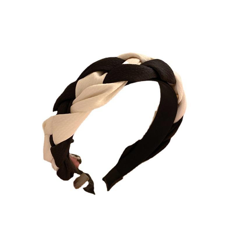 ヘアアクセサリー ヘアバンド 女性用 秋冬 韓国風 編み込み 高さあり 麻花編み 黒 ...