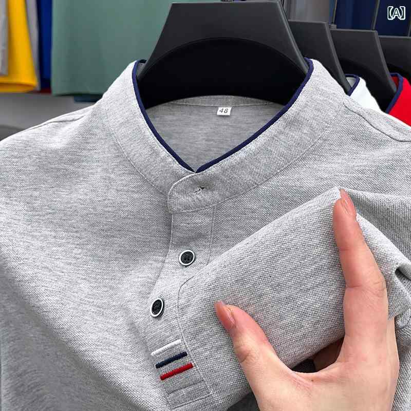 Tシャツ メンズ 綿100％ スタンドカラー 半袖 トップス カジュアル 普段使い シンプル 通気性 吸汗 速乾 オールシーズン remake-buddy-10764897 リメイクバディー パッケージ画像
