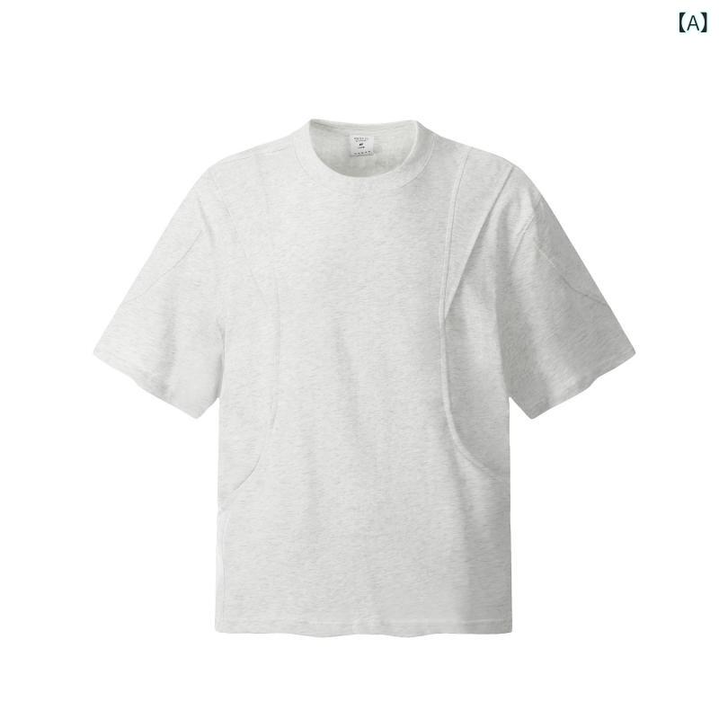 Rakuten - メンズ Tシャツ 短袖 ボクシー ワイドフィット リラックス 落ち肩 麻 真丝 切り替え 透気性 吸湿速乾 薄手 日常使い 夏 春夏 白 黒 深灰