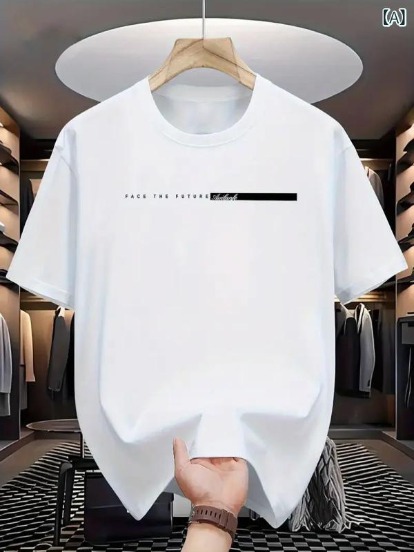 樂天商城 - メンズ Tシャツ トップス コットン 100% 純棉 短袖 丸首 ゆったり ワイド プリント 花柄 文字柄 日常 普段使い 防シワ 耐摩耗 白 赤 ピンク ライトブルー ブラック ベージュ グレー ネイビー 夏 秋 オールシーズン 180g-250g 青