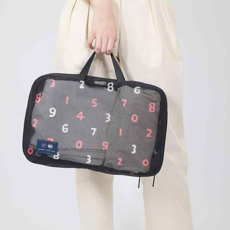 Other - 衣物収納袋 旅行用 整理 収納ポーチ ニット 牛津布 メッシュ 立方体 大容量 多層 ハンドバッグ デイリー収納 携帯 便利 衣類 内衣 化粧品 雑誌 汚れ物 収納 日式 スタイル 数字柄 音符柄 猫柄