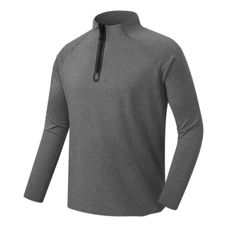Knit Sweater - メンズ フリース スウェット 秋冬 保暖 起毛 耐摩耗 純色 百搭 ニット インナー 立領 毛衣 長袖 プルオーバー ジップ 厚手 修身 街頭 ファッション 日常 着用 深灰 黒 灰藍 麻灰 ポリエステル 繊維 染色 加工 301g 350g 青年 向け