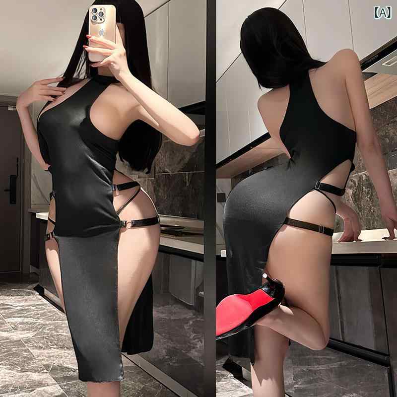 ワンピース チャイナドレス レディース ホルターネック タイト スリット ロング丈 セクシー 紐 バンデージ 着痩せ ドレス パーティー 綺麗め エレガント ブラック・カテゴリ: コスチューム・スタイル: 可愛らしい少女型、バイカー、ミリタリー・デザイン: タイト・素材: ポリエステル90%〜95%・性別: 女性・カラー展開: ブラック・サイズ展開: フリーサイズ（推奨40-65kg）