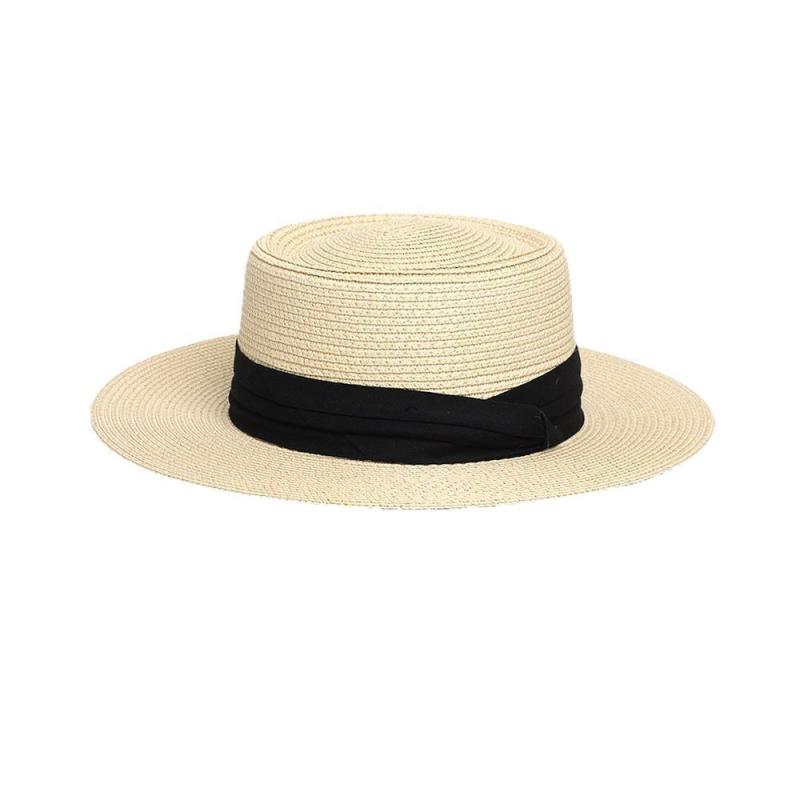 Straw Hat - 麦わら帽子 女性用 平頂 大つば 夏用 春夏 秋用 防晒 透気 遮陽 純色 折りたたみ ポリエステル 白色 米色 キャメル 休間 百搭 ファッション 通勤 ビーチ 沙滩 調整可能 軽量 スタイリッシュ