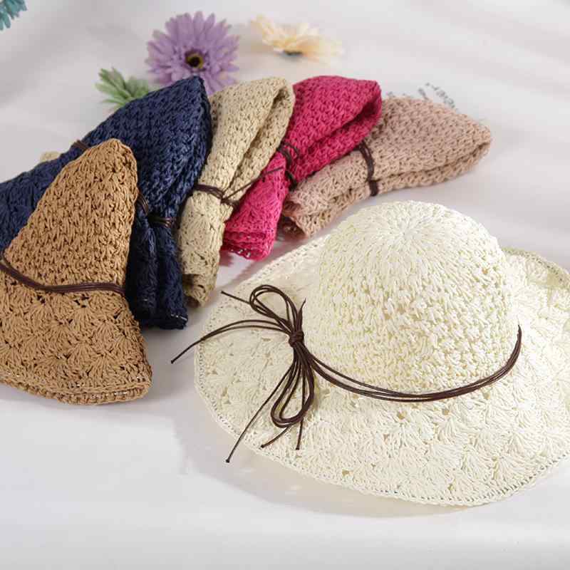 Panama Hats - 麦わら帽子 女性用 折りたたみ バタフライボウ 旅行 リゾート ビーチ 休暇 防晒 遮陽 大つば 夏 透気性 草紙 ハンドメイド ラフィア 米色 卡其色 ライト ベージュ ハキ ブラウン カジュアル 休日 日常使い ファッション ハット キャップ サマー