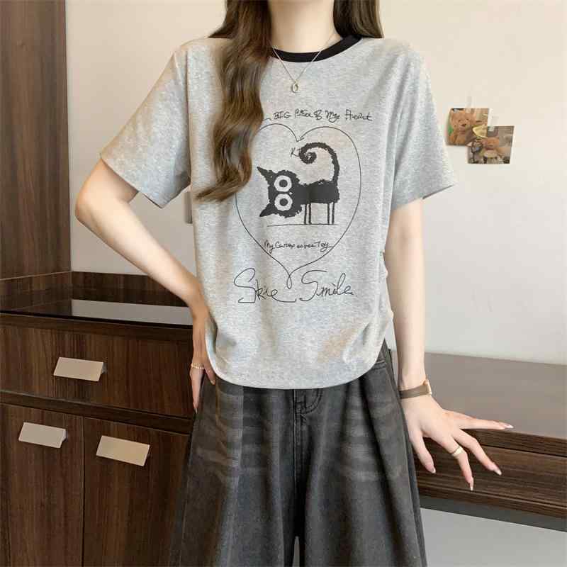 Tシャツ レディース 半袖 綿 切り替え クルーネック サイドギャザー ショート丈 プリント ジャストショルダー 大きいサイズ カジュアル トップス シンプル コットン 体型カバー 普段着 柔らかい 快適 おしゃれ・カテゴリ: Tシャツ・素材: 綿95%以上、スパンデックス30%以下・スタイル: 通勤風、快適カジュアル・ネックライン: クルーネック・袖丈: 半袖・袖の形状: 通常袖・柄: アニメ・キャラクター・形状: プルオーバー・加工: 拼貼/拼接・フィット感: 通常・着丈: ショート(40-50cm)・流行の要素: カラーブロック・カラー展開: ホワイト、グレー、ブラック・サイズ展開: S, M, L, XL