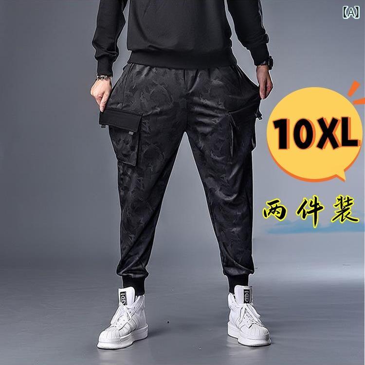 工 装 ズボンの 男性の 大きい サイズの 太った 人は 太って いて、 足の カジュアルな ズボンの ゆったり した多 ポケット 傘 兵 ズボンの スポーツ ズボンを 大きく します。