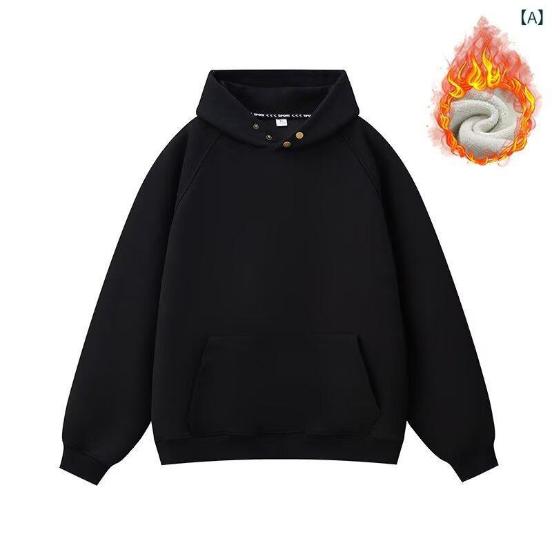 Sweat - アメリカ 街の 潮 連 帽子の 男性 冬の レ トロな カップルの ファッション ブランドの 高級な ゆるい ベルベットの 上着の ジャケット