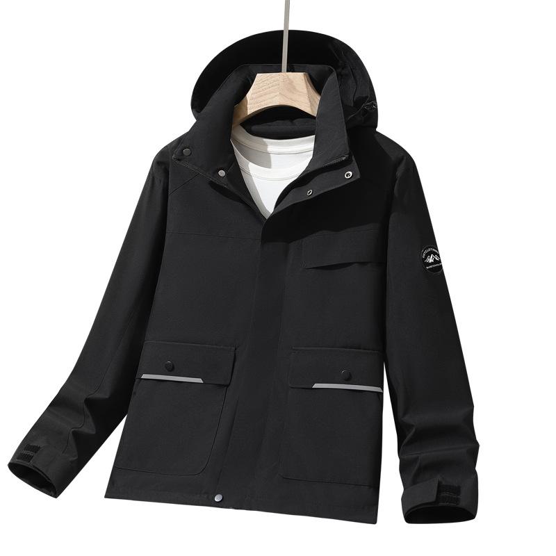 防水 防風 フード付き アウトドア ジャケット メンズ レディース 反光 ストリップ 運動 風 登頂 服 工装 スタイル 単品 涤纶 素材 透湿 防水 5000mm 指数 秋季 秋 釣り 釣り 用途 ユニセックス 男女兼用 ゆったり シルエット 開襟 デ