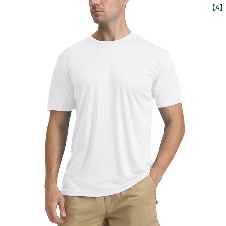Tシャツ メンズ 短袖 春夏 ランニング フィットネス 屋外 速乾 透気 防紫外線 UPF50+ 軽量 耐久 防水 防風 吸湿排汗 反射素材 白色 黒 青 登山 徒歩 キャンプ サイクリング 釣り 旅行