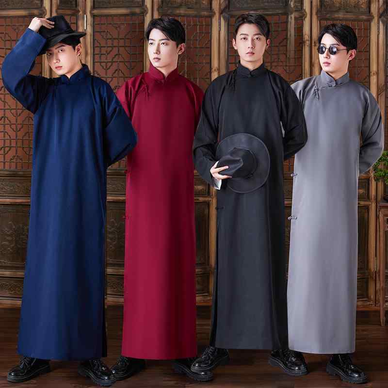 Other - 男性用 長袖チャイナ服 上下セットアップ 深灰 黒 紺 酒赤 M L XL XXL