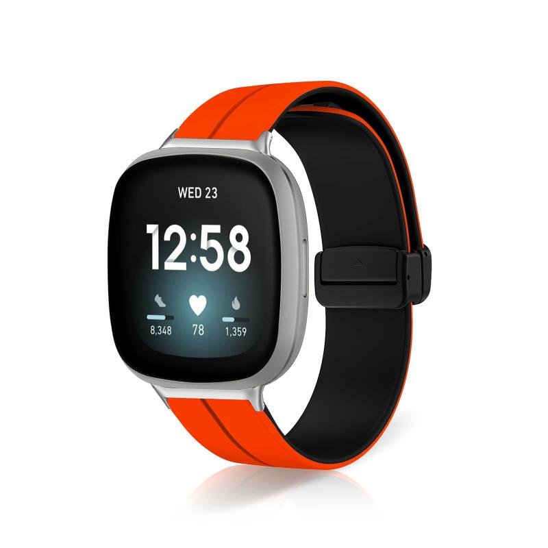  バンド Fitbit Versa 4 / Versa 3 / Sense 2 / Sense 対応 シリコン製 弾力性 交換バンド 磁気 バックル付き サイズ調節可能 交換ベルト コンパチブル Fitbit Versa 4 / Vers
