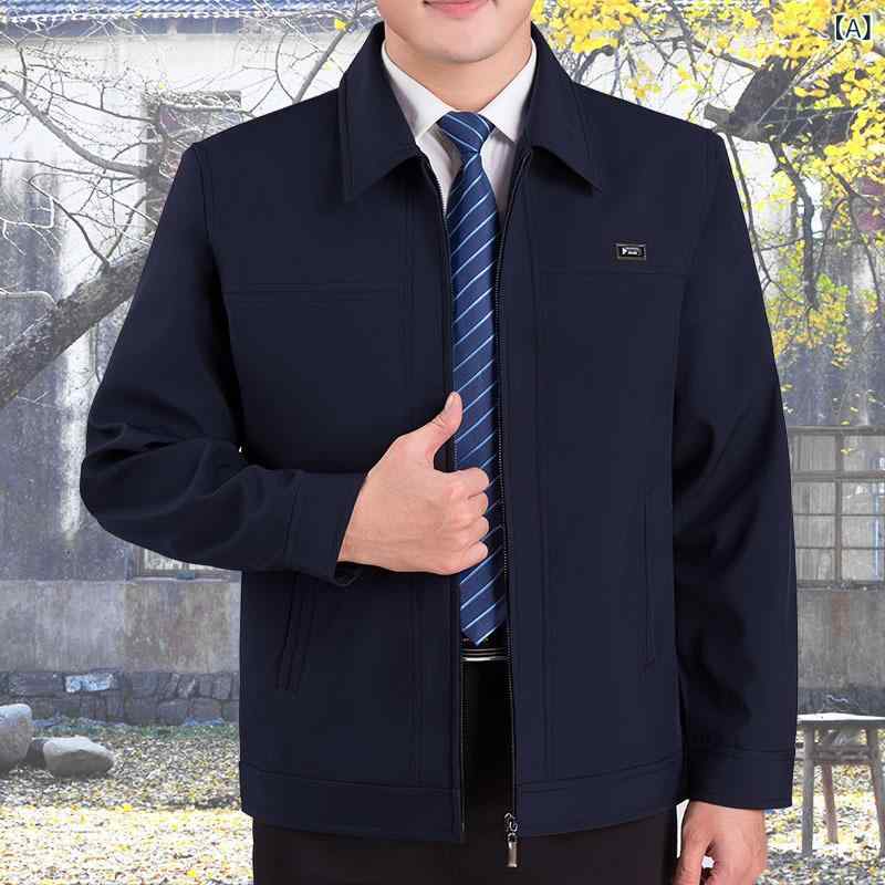 男性用 春秋冬 ジャケット 紳士服 翻領 カジュアル アウター 厚手 防風 軽量 紳士用 父親用 40代 普段使い シニア用 日常用 remake-buddy-10537843 リメイクバディー サンプル画像2