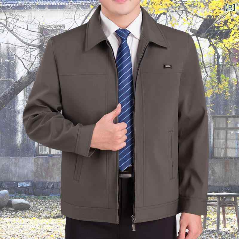 男性用 春秋冬 ジャケット 紳士服 翻領 カジュアル アウター 厚手 防風 軽量 紳士用 父親用 40代 普段使い シニア用 日常用 remake-buddy-10537843 リメイクバディー サンプル画像3