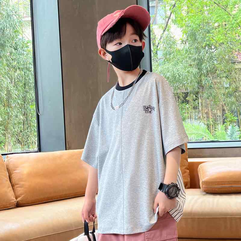 子供服 Tシャツ 男の子 半袖 夏物 トップス 丸首 韓国風 ゆったり カジュアル スポ...