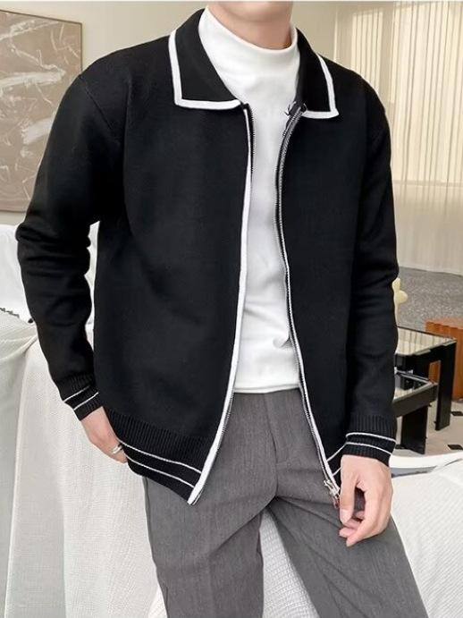 ニットカーディガン メンズ 春秋 カジュアル 紳士用 トップス 長袖 弾力性 百搭 軽量 薄手 きれいめ ファッション 男性上衣