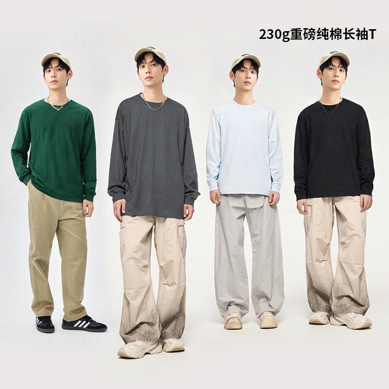Tシャツ メンズ 長袖 綿 薄手 カジュアル 無地 円領 普段使いやすい 春 夏 秋 冬