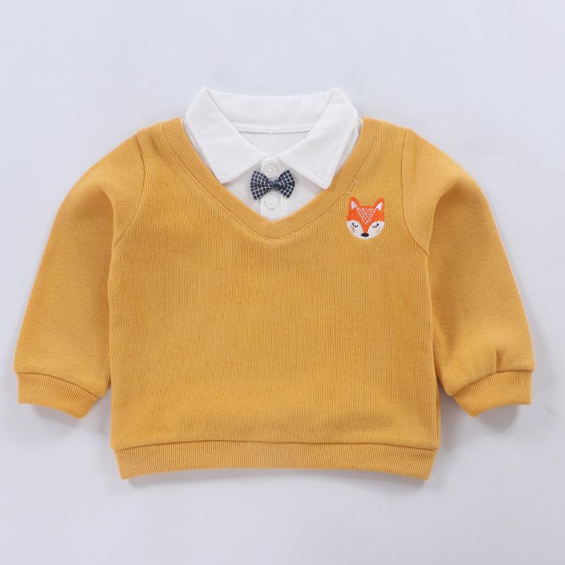 樂天商城 - 秋冬 子供用 ニットTシャツ ベビー 偽襟 トップス 婴儿 韩版 百搭 坎肩 男の子用 Tシャツ