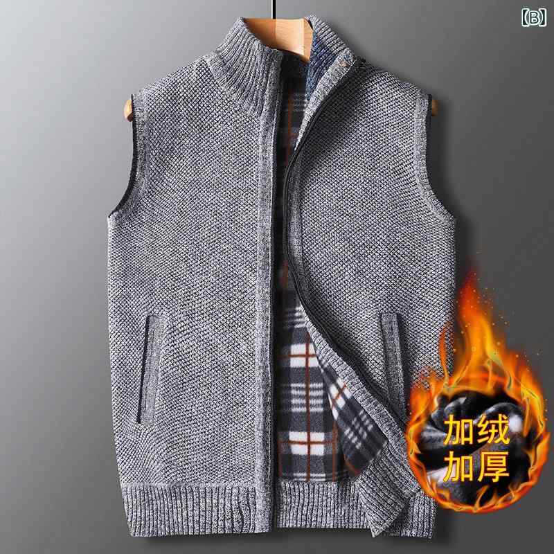 ニットベスト メンズ シニア向け 秋冬 厚手 暖かい 防寒 紳士服 男性用 チョッキ トップス ベスト ジレ カジュアル ビジネス おしゃれ ファッション 50代 60代 remake-buddy-10541370 リメイクバディー サンプル画像3