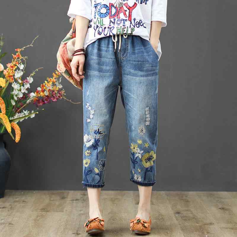 樂天商城 - レディース デニムパンツ ハイウエスト ストレートパンツ 水洗い テーパッチワーク風 テーパードパンツ 9分丈 楽ちん カジュアルパンツ 春夏秋 通年 ゆったり 痩せ見え