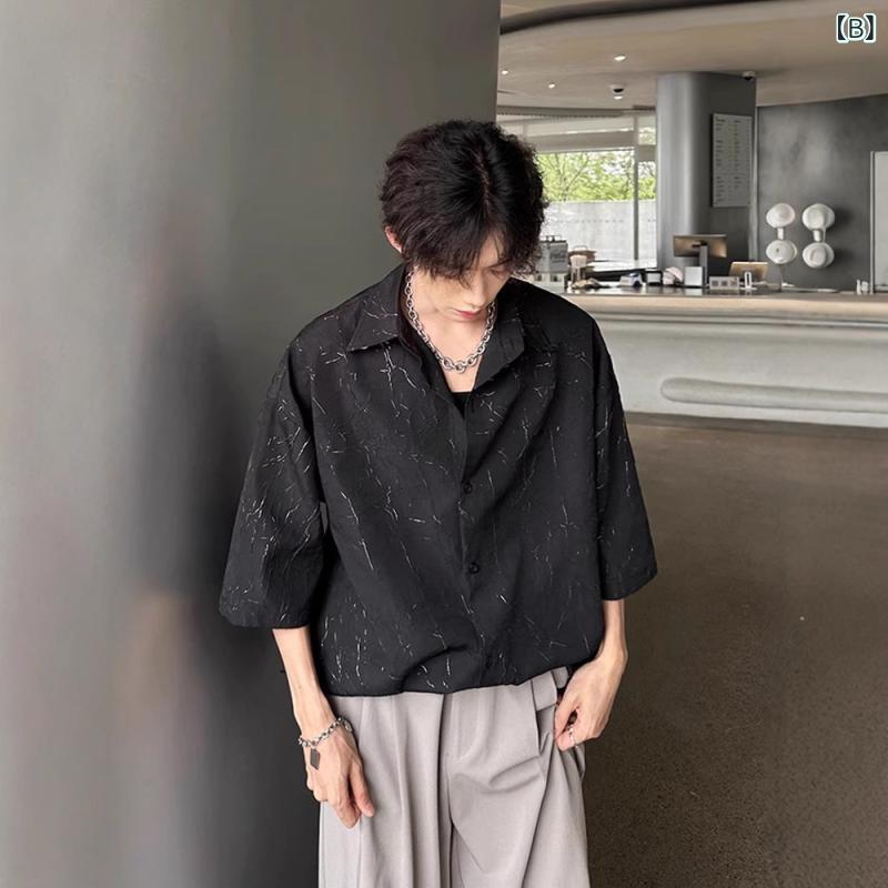リメイクバディーのメンズ シャツ 薄手 半袖 カジュアルシャツ 大人っぽい 夏物 きれいめ おしゃれ かっこいい 上質素材 高品質 快適 通気性 涼しい 軽量 普段使い 通勤用 ビジネスフォーマル｜アングル3